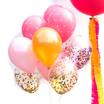 pink and gold balloon bouquet