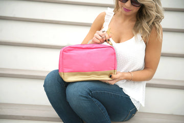 Hot Pink Cabana Cosmetic Bag: Hot PInk