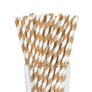 Brown striped paper straws