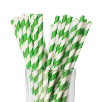 Dark Green Striped Straws