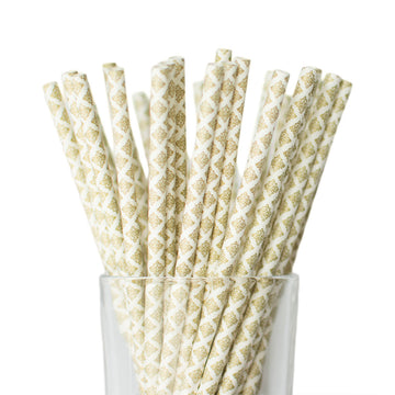 gold damask paper straws