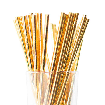 solid print gold straws