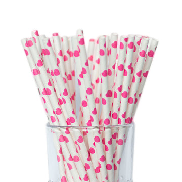 bright pink heart straws
