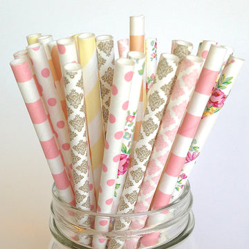 Burlap & Lace Wedding Paper Straws