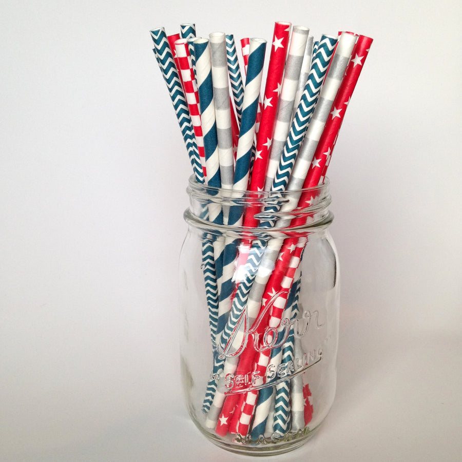 Red White and Blue Americana Straws