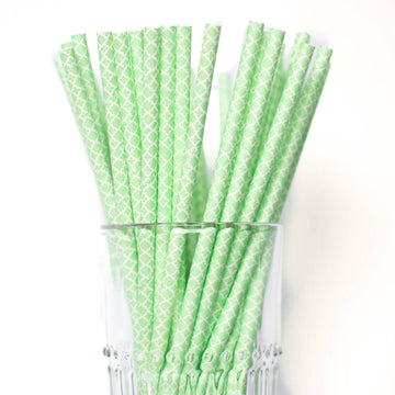 Mint Quatrefoil Straws