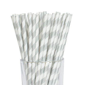 Silver Striped Straws