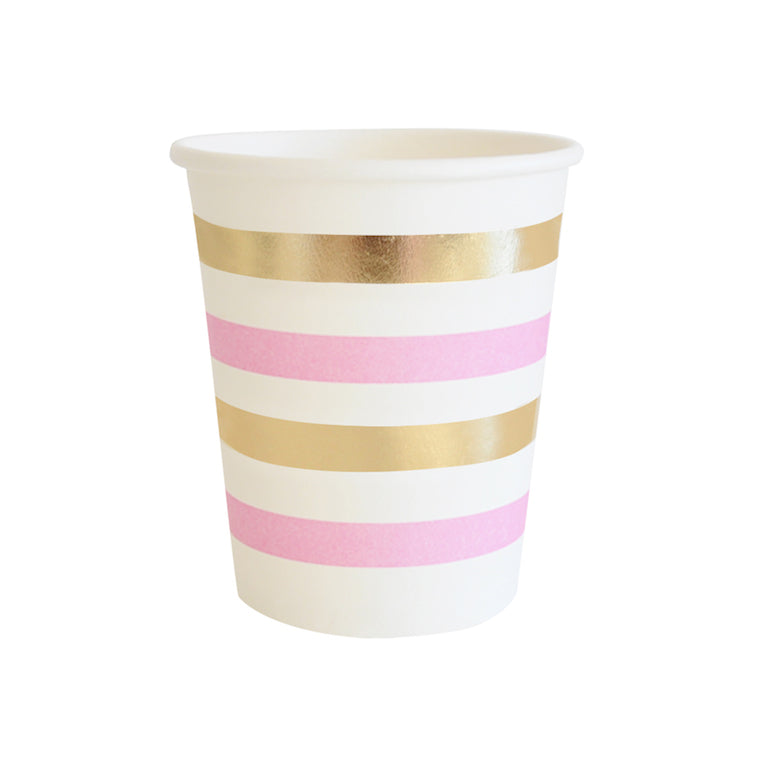 pink and gold cups