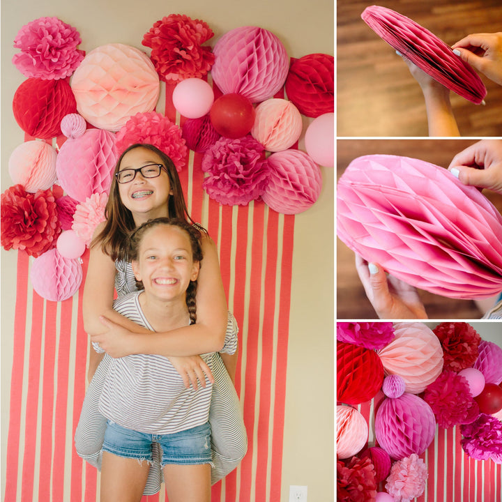 How to Make a Photo Backdrop with Streamers and Honeycombs