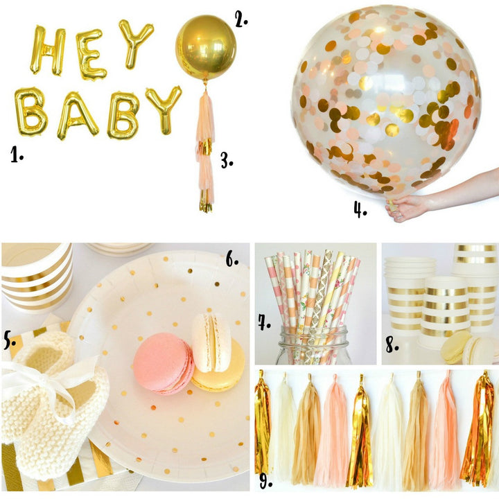 Peach and Gold Baby Shower Decorations and Inspiration