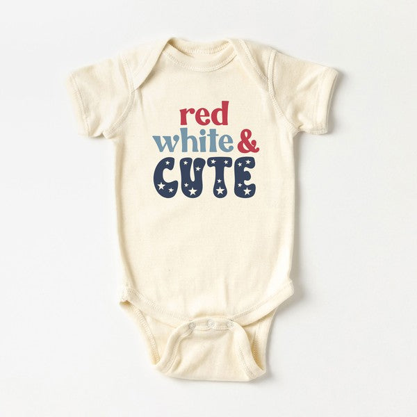 Red White And Cute Stars Baby Onesie
