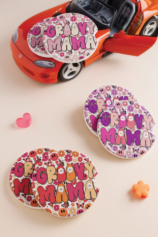 Ceramic Groovy Mama Car Coaster Set