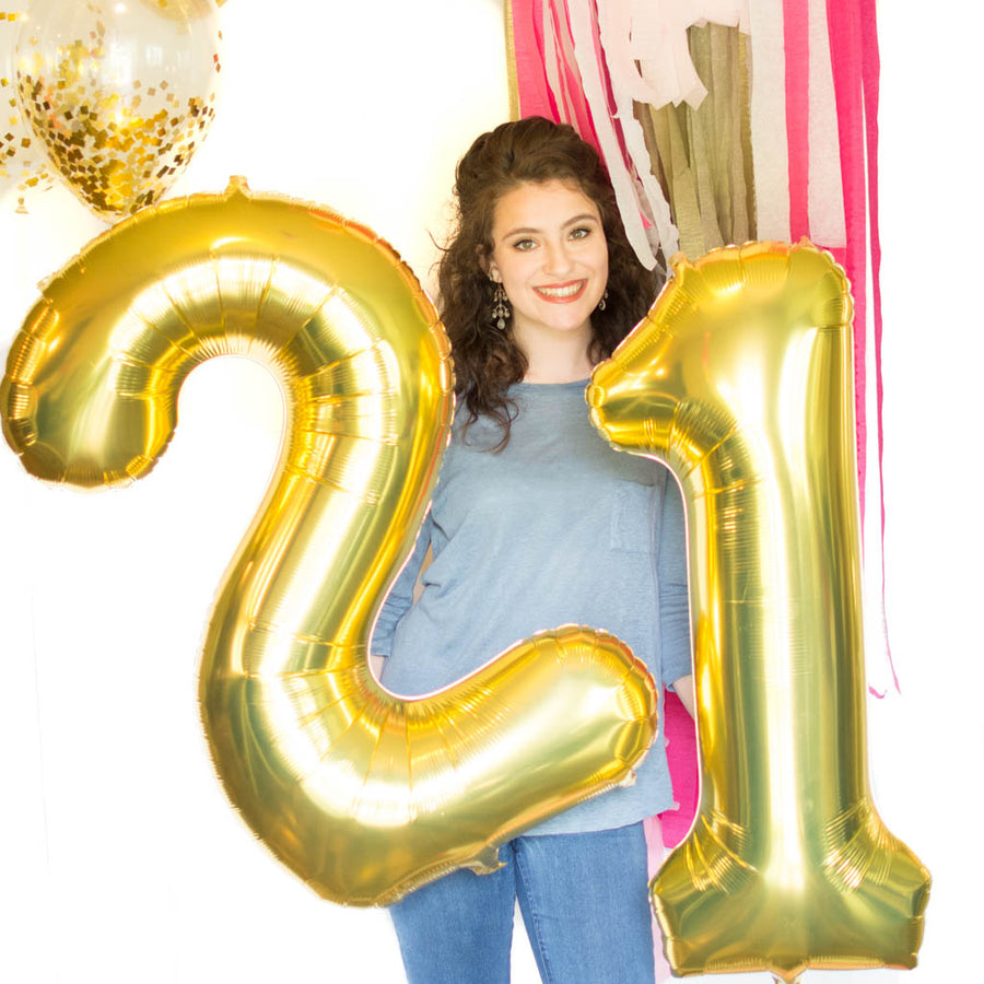 Giant Gold 21 Number Balloon