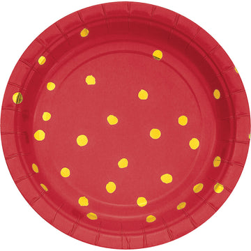 red dessert plate