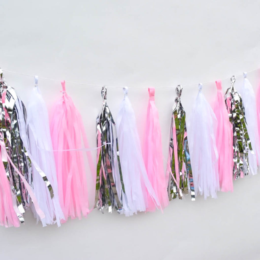 pink and silver garland