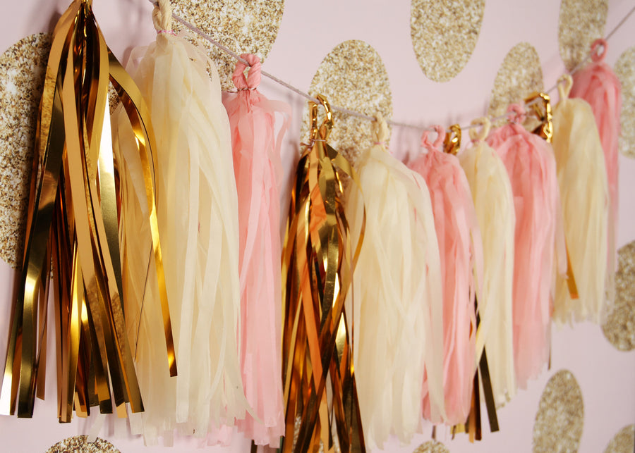 Vintage Blush Pink, Gold and Cream Tassel Garland Kit