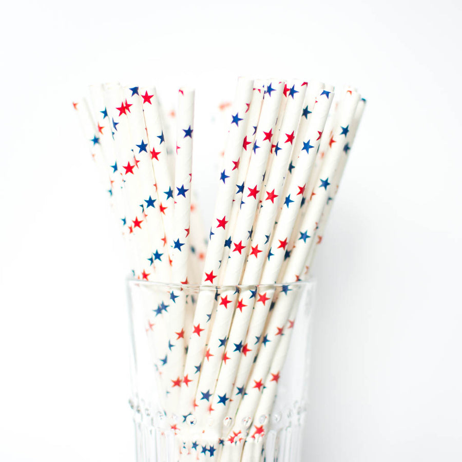 Blue and Red star paper straws