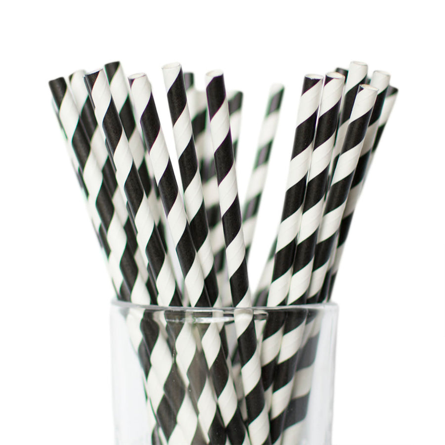 black striped straws