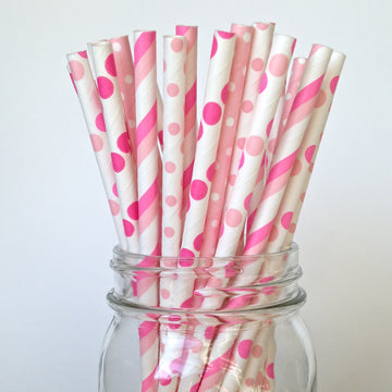 pink paper straws