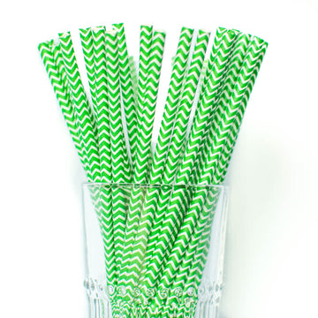 green chevron straws