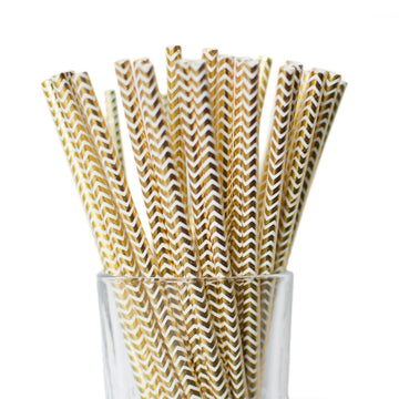 metallic gold pape straws
