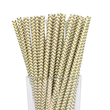 Gold Chevron paper straws
