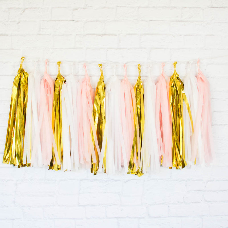 pink gold tassels