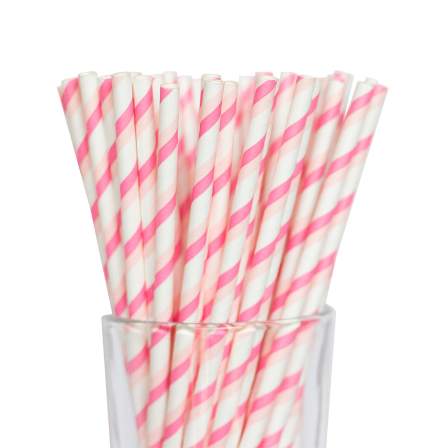 Double Pink Striped Straws