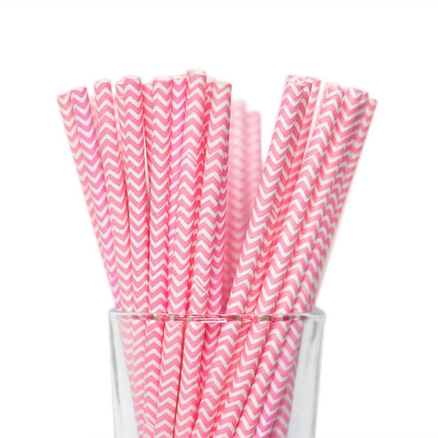 pink chevron straws