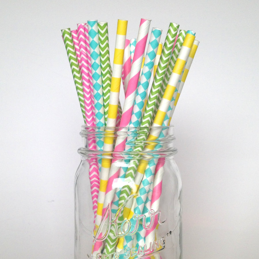 Neon Party Straws