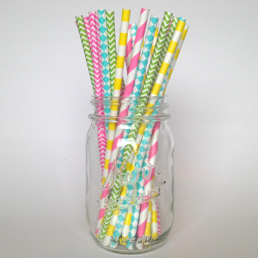 Neon Party Straws