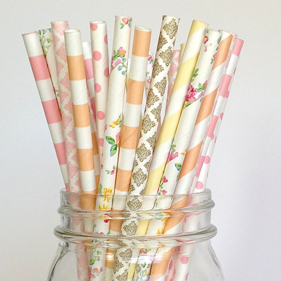 Burlap & Lace Wedding Paper Straws