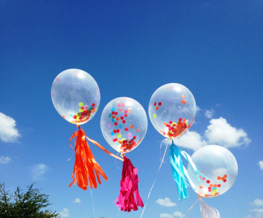 Multi color Confetti Balloon: set of 6 Clear Balloon beautiful hand-cut confetti