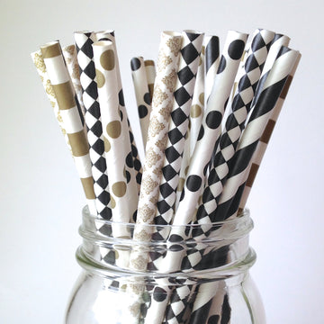 black and gold straws