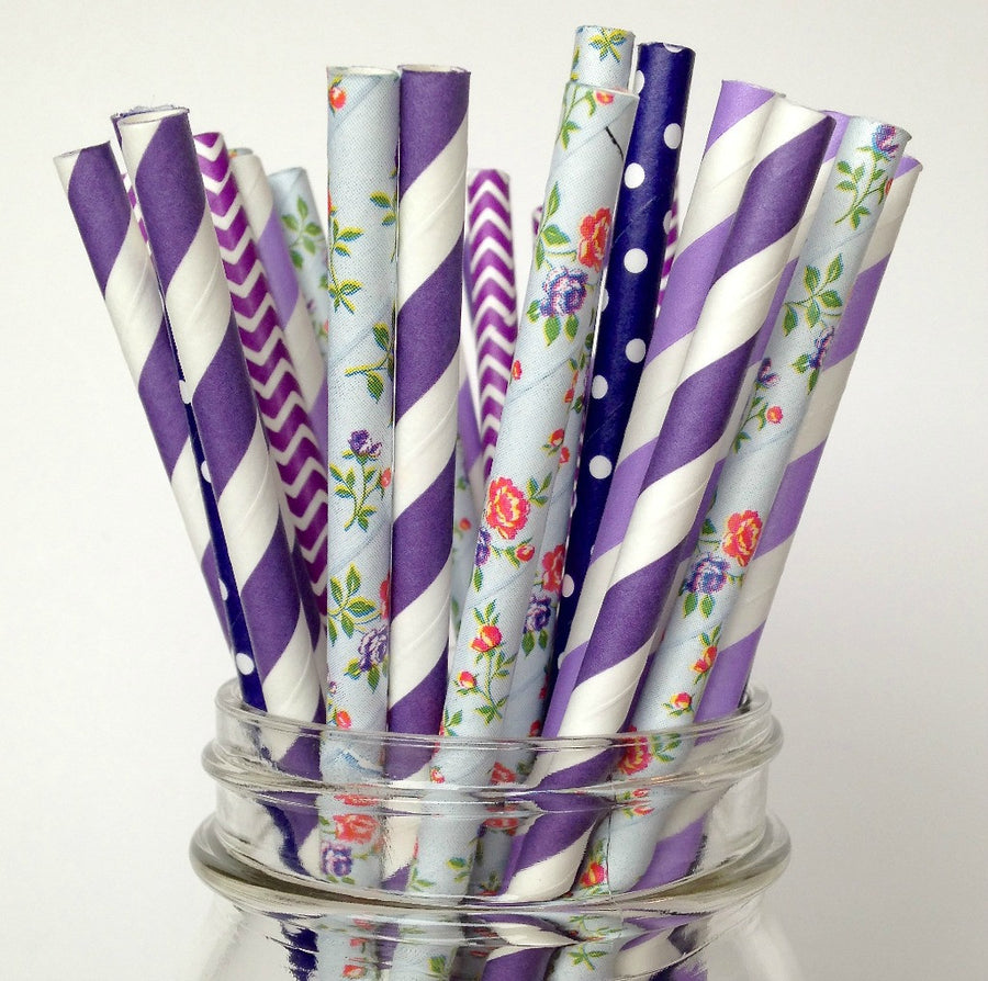 purple paper straws