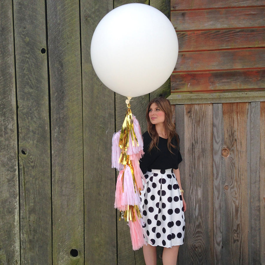 Balloon Tissue Tassel Tail Fringe: Blush Pink, Metallic Gold and Polka Dot Pink