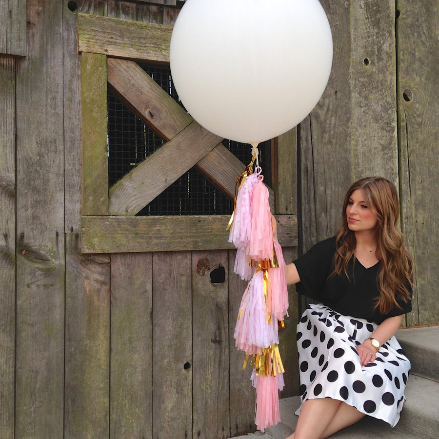 Balloon Tissue Tassel Tail Fringe: Blush Pink, Metallic Gold and Polka Dot Pink