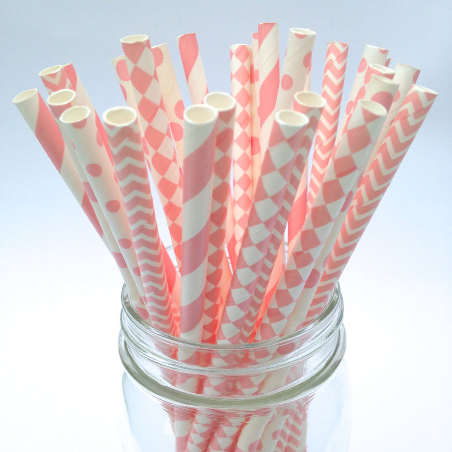 It's A Girl Pink Baby Shower Straws