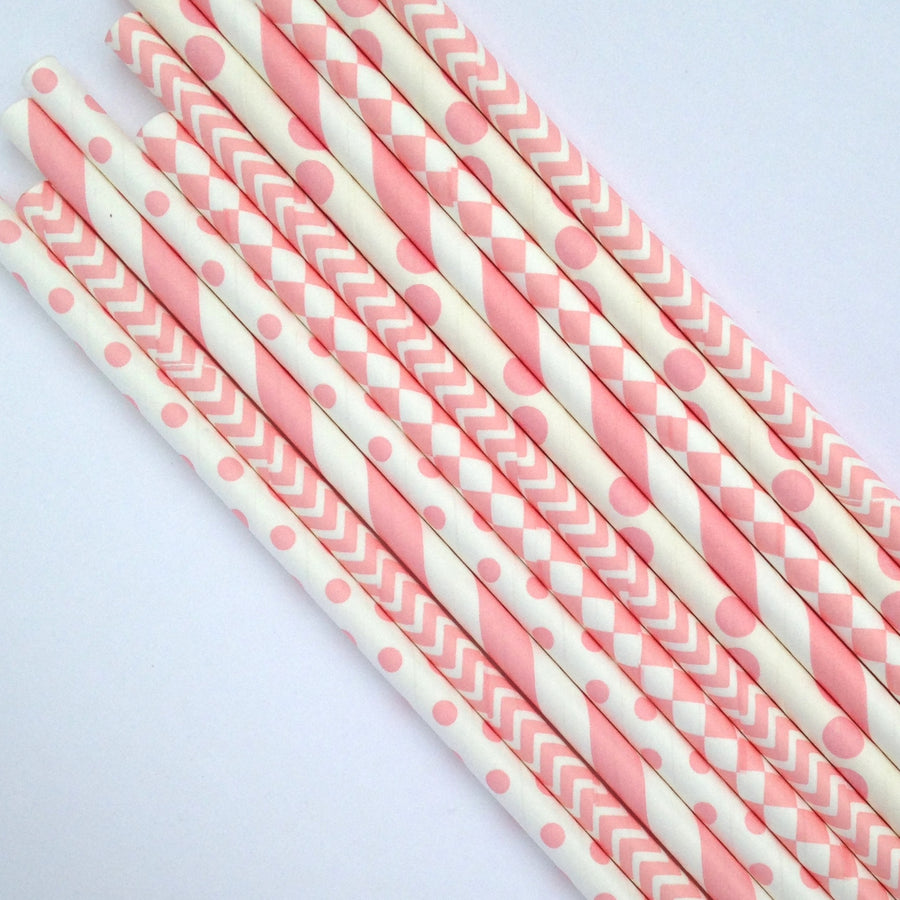 It's A Girl Pink Baby Shower Straws