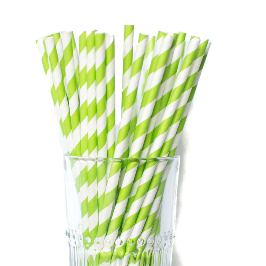 lime green striped straws