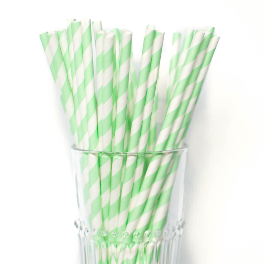 mint striped straws
