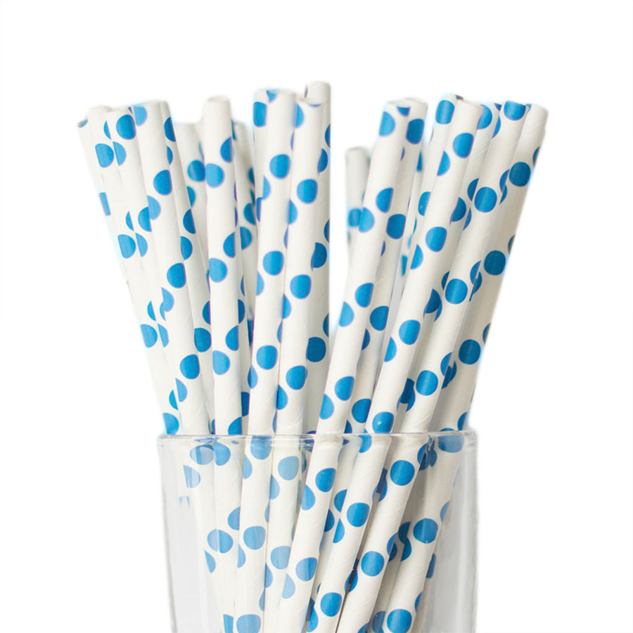 blue polkadot straws