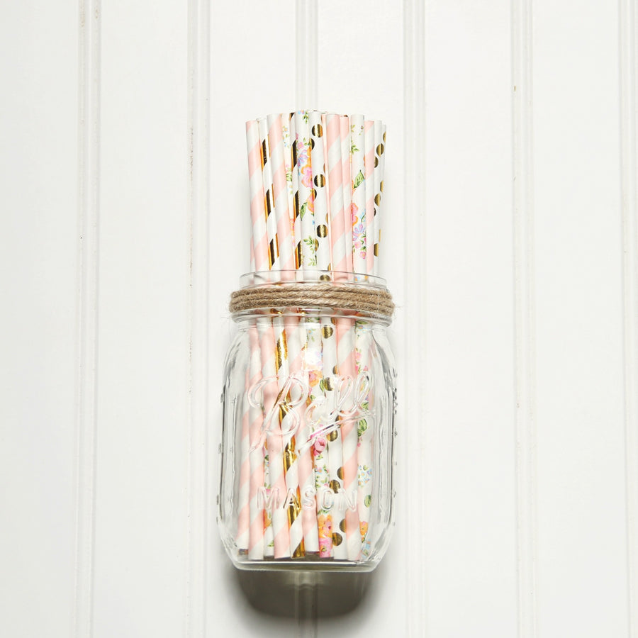 straws in glass jar