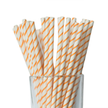orange striped straw