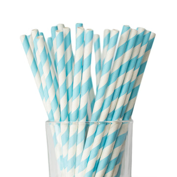 light blue striped straws