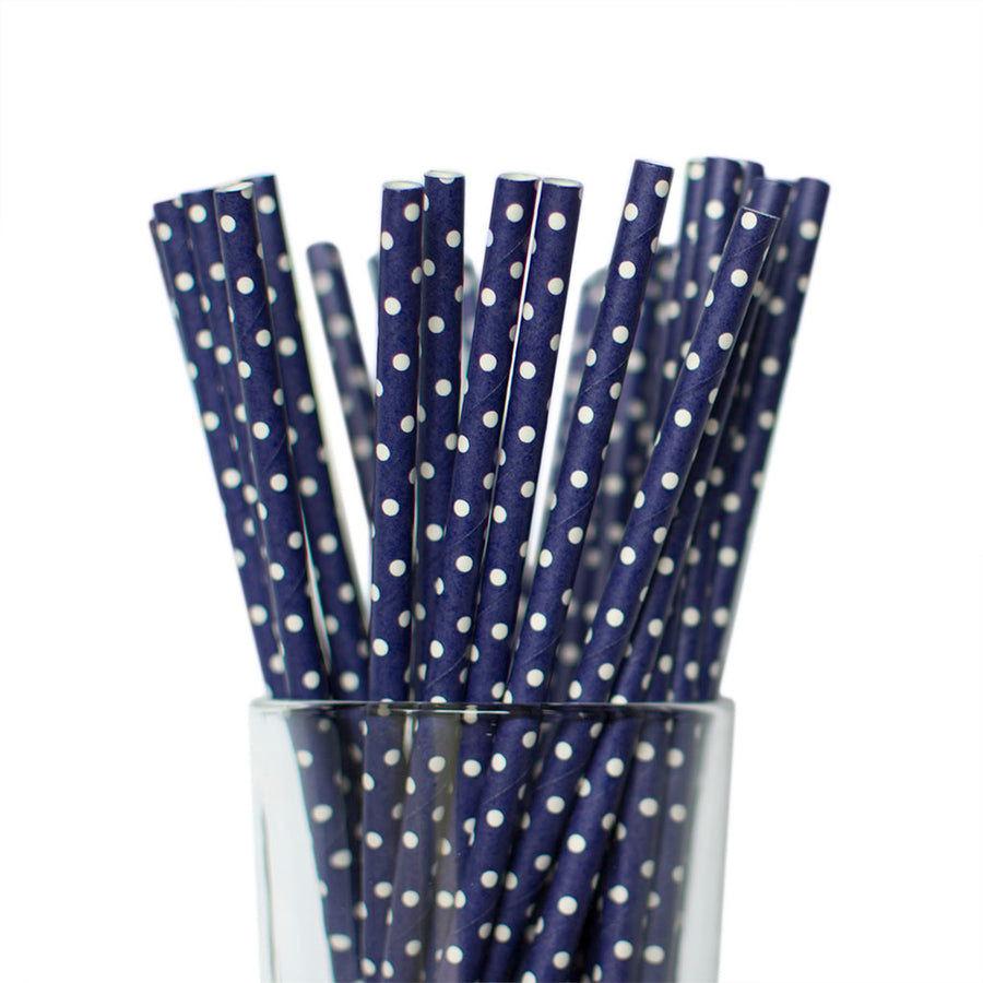blue polka dot straws