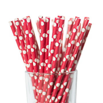 white and red polkadot straws