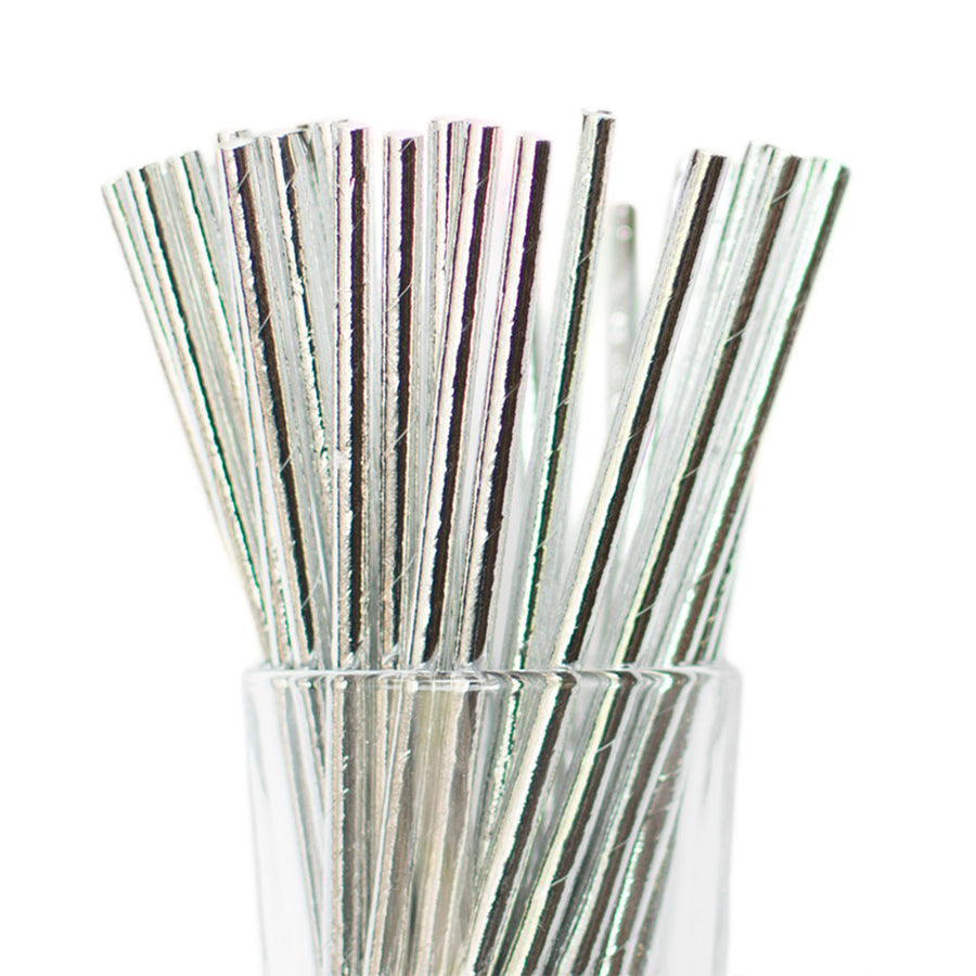 solid printed silver straws