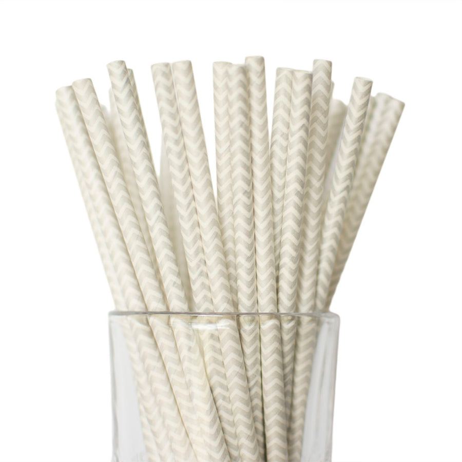 silver chevron straws