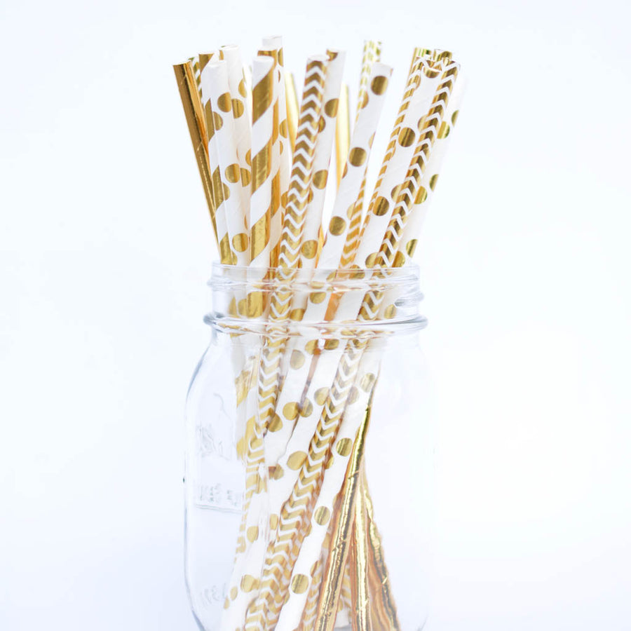 shiny gold straws